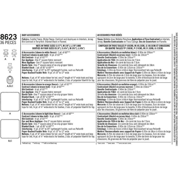 Simplicity Sewing Pattern 8623 Baby Hats Booties Bibs Lovey - Picture 2 of 6